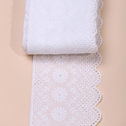 7cm White Broderie Anglaise Trim